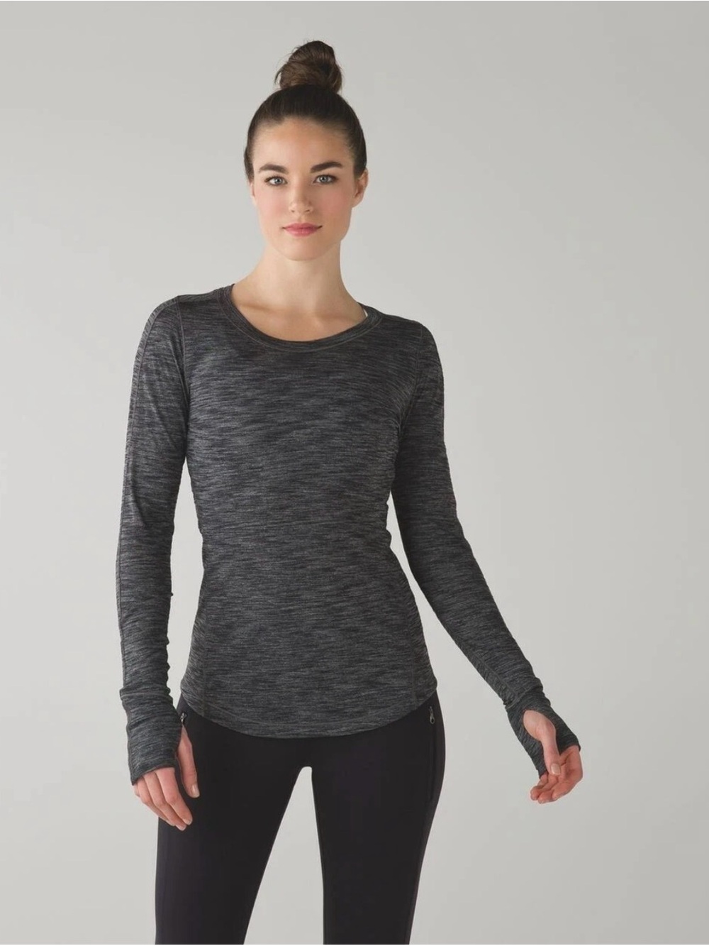 Lululemon 5 Mile Long Sleeve Heather Dark Gray Shirt